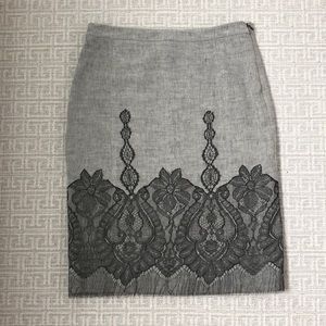 Badgley Mishka Herringbone Skirt with Lace Overlay